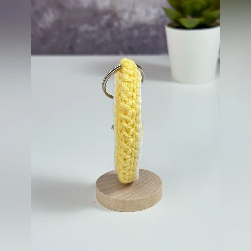 Handcrafted Crochet Lemon Slice Keychain